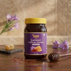 Kashmiri Kesar Honey – Pure Raw Honey with Real Saffron Strands | Luxury Wellness